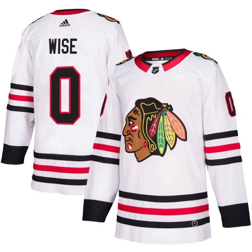 Adidas Chicago Blackhawks 0 Jake Wise Authentic White Away Men's NHL Jersey