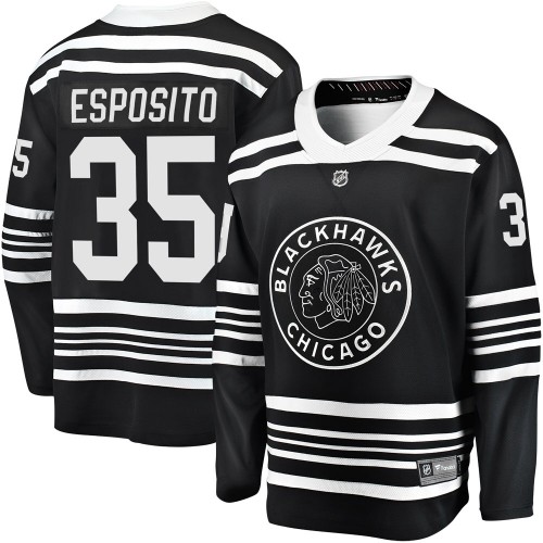 Fanatics Branded Chicago Blackhawks 35 Tony Esposito Premier Black Breakaway Alternate 2019/20 Youth NHL Jersey