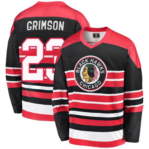 Fanatics Branded Chicago Blackhawks 23 Stu Grimson Premier Red/Black Breakaway Heritage Men's NHL Jersey
