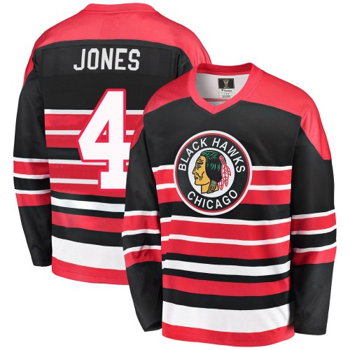 Fanatics Branded Chicago Blackhawks 4 Seth Jones Premier Red/Black Breakaway Heritage Men's NHL Jersey