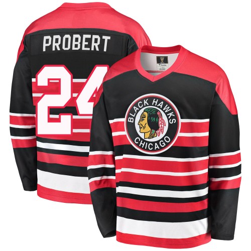 Fanatics Branded Chicago Blackhawks 24 Bob Probert Premier Red/Black Breakaway Heritage Men's NHL Jersey