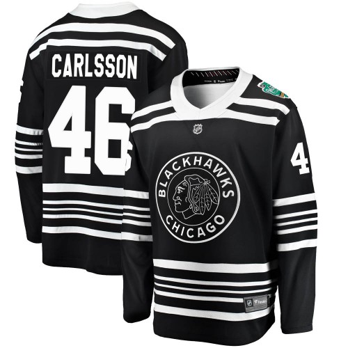 Fanatics Branded Chicago Blackhawks 46 Lucas Carlsson Black ized 2019 Winter Classic Breakaway Youth NHL Jersey