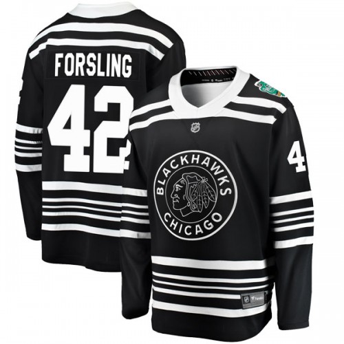 Fanatics Branded Chicago Blackhawks 42 Gustav Forsling Black 2019 Winter Classic Breakaway Youth NHL Jersey