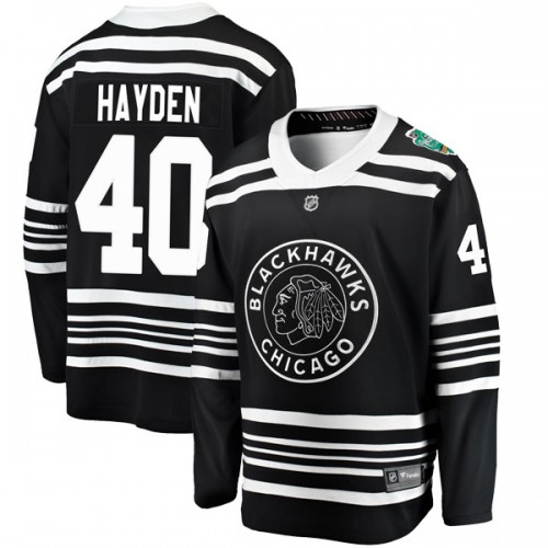 Fanatics Branded Chicago Blackhawks 40 John Hayden Black 2019 Winter Classic Breakaway Youth NHL Jersey