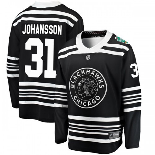 Fanatics Branded Chicago Blackhawks 31 Lars Johansson Black 2019 Winter Classic Breakaway Youth NHL Jersey
