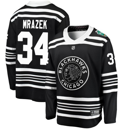 Fanatics Branded Chicago Blackhawks 34 Petr Mrazek Black 2019 Winter Classic Breakaway Youth NHL Jersey