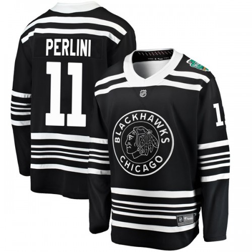 Fanatics Branded Chicago Blackhawks 11 Brendan Perlini Black 2019 Winter Classic Breakaway Youth NHL Jersey