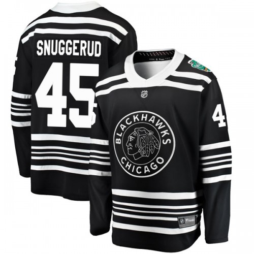 Fanatics Branded Chicago Blackhawks 45 Luc Snuggerud Black 2019 Winter Classic Breakaway Youth NHL Jersey