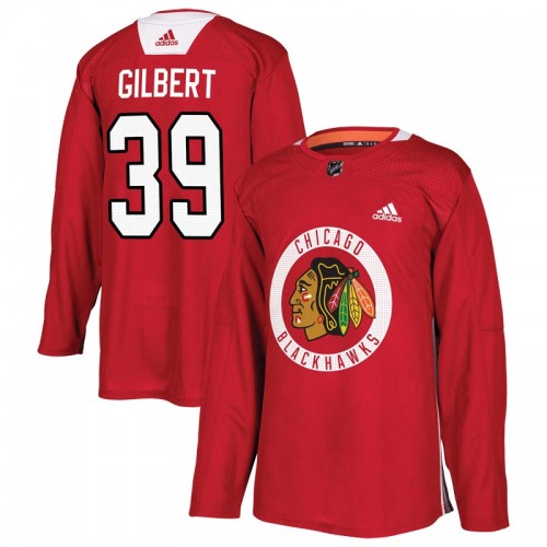 Adidas Chicago Blackhawks 39 Dennis Gilbert Authentic Red Home Practice Men's NHL Jersey