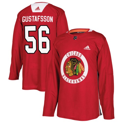 Adidas Chicago Blackhawks 56 Erik Gustafsson Authentic Red Home Practice Men's NHL Jersey
