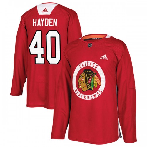 Adidas Chicago Blackhawks 40 John Hayden Authentic Red Home Practice Men's NHL Jersey