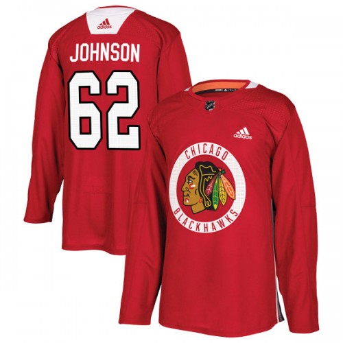 Adidas Chicago Blackhawks 62 Luke Johnson Authentic Red Home Practice Men's NHL Jersey