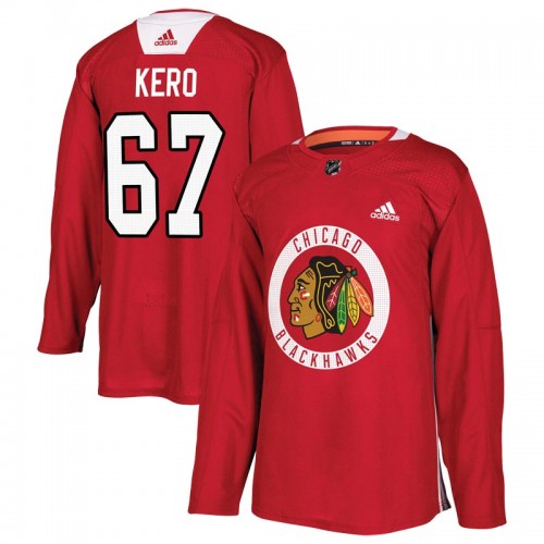 Adidas Chicago Blackhawks 67 Tanner Kero Authentic Red Home Practice Men's NHL Jersey