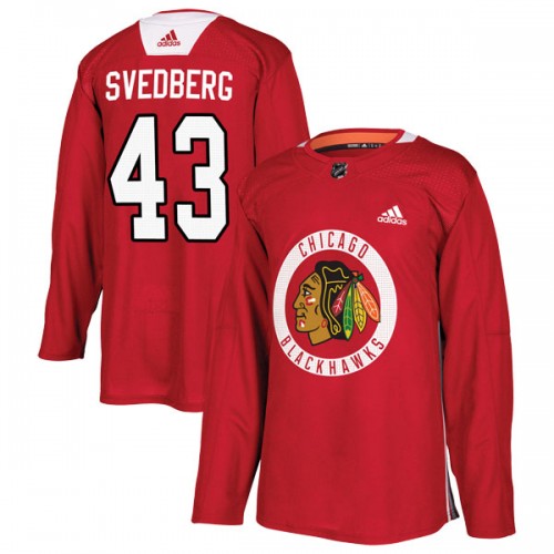 Adidas Chicago Blackhawks 43 Viktor Svedberg Authentic Red Home Practice Men's NHL Jersey