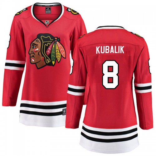 Fanatics Branded Chicago Blackhawks 8 Dominik Kubalik Red Breakaway Home Women's NHL Jersey