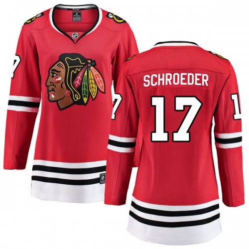 Fanatics Branded Chicago Blackhawks 17 Jordan Schroeder Red Breakaway Home Women's NHL Jersey