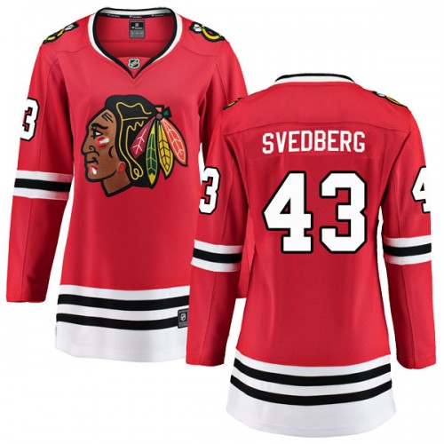 Fanatics Branded Chicago Blackhawks 43 Viktor Svedberg Red Breakaway Home Women's NHL Jersey