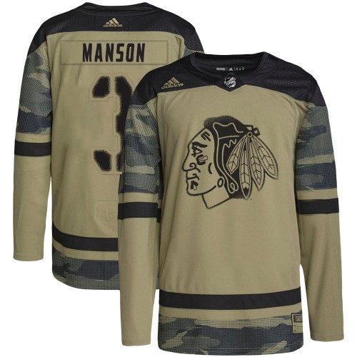 Adidas Chicago Blackhawks 3 Dave Manson Authentic Camo Military Appreciation Practice Men's NHL Jersey