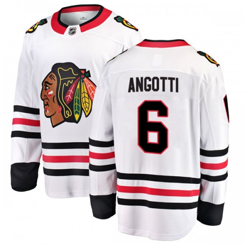 Fanatics Branded Chicago Blackhawks 6 Lou Angotti White Breakaway Away Youth NHL Jersey