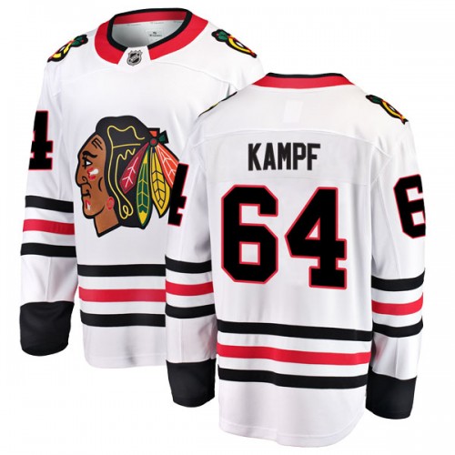 Fanatics Branded Chicago Blackhawks 64 David Kampf White Breakaway Away Youth NHL Jersey