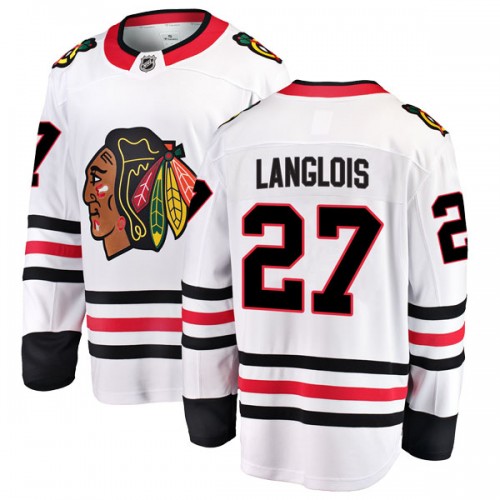 Fanatics Branded Chicago Blackhawks 27 Jeremy Langlois White Breakaway Away Youth NHL Jersey