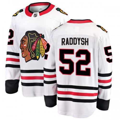 Fanatics Branded Chicago Blackhawks 52 Darren Raddysh White Breakaway Away Youth NHL Jersey