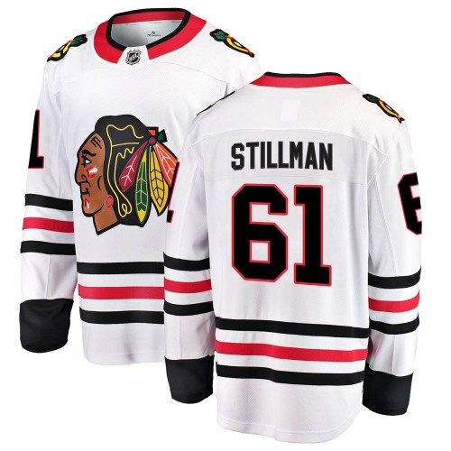 Fanatics Branded Chicago Blackhawks 61 Riley Stillman White Breakaway Away Youth NHL Jersey