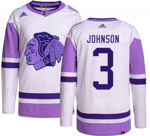 Adidas Chicago Blackhawks 3 Jack Johnson Authentic Hockey Fights Cancer Youth NHL Jersey