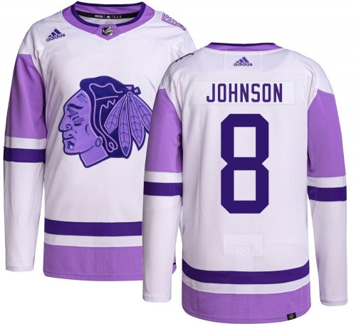 Adidas Chicago Blackhawks 8 Jack Johnson Authentic Hockey Fights Cancer Youth NHL Jersey