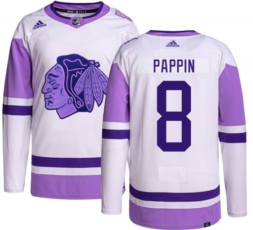 Adidas Chicago Blackhawks 8 Jim Pappin Authentic Hockey Fights Cancer Youth NHL Jersey