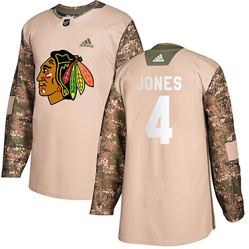 Adidas Chicago Blackhawks 4 Seth Jones Authentic Camo Veterans Day Practice Men's NHL Jersey