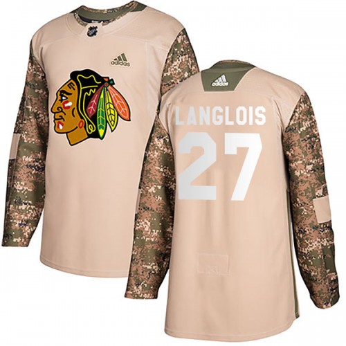 Adidas Chicago Blackhawks 27 Jeremy Langlois Authentic Camo Veterans Day Practice Men's NHL Jersey