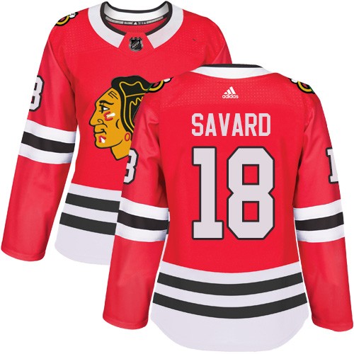 Adidas Chicago Blackhawks 18 Denis Savard Authentic Red Home Women's NHL Jersey