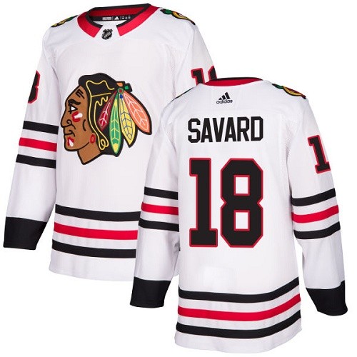 Adidas Chicago Blackhawks 18 Denis Savard Authentic White Away Women's NHL Jersey