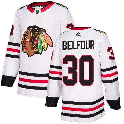 Adidas Chicago Blackhawks 30 ED Belfour Authentic White Away Women's NHL Jersey