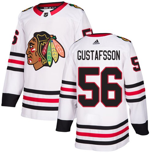 Adidas Chicago Blackhawks 56 Erik Gustafsson Authentic White Away Women's NHL Jersey