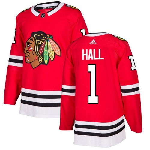 Adidas Chicago Blackhawks 1 Glenn Hall Authentic Red Home Youth NHL Jersey