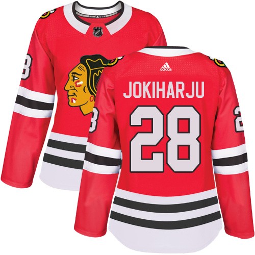 Adidas Chicago Blackhawks 28 Henri Jokiharju Authentic Red Home Women's NHL Jersey