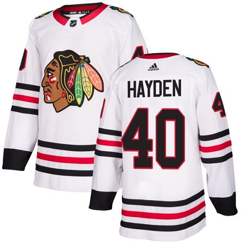 Adidas Chicago Blackhawks 40 John Hayden Authentic White Away Women's NHL Jersey