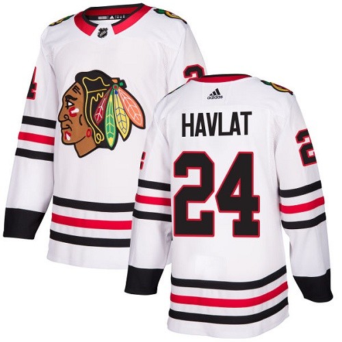 Adidas Chicago Blackhawks 24 Martin Havlat Authentic White Away Women's NHL Jersey