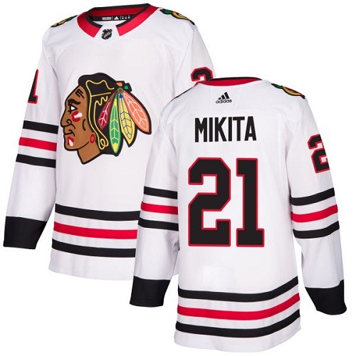 Adidas Chicago Blackhawks 21 Stan Mikita Authentic White Away Women's NHL Jersey