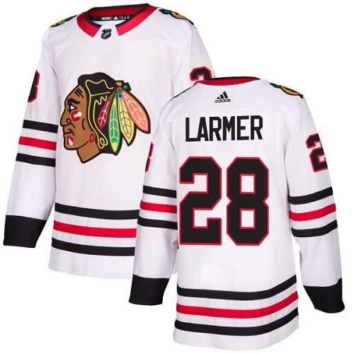 Adidas Chicago Blackhawks 28 Steve Larmer Authentic White Away Youth NHL Jersey