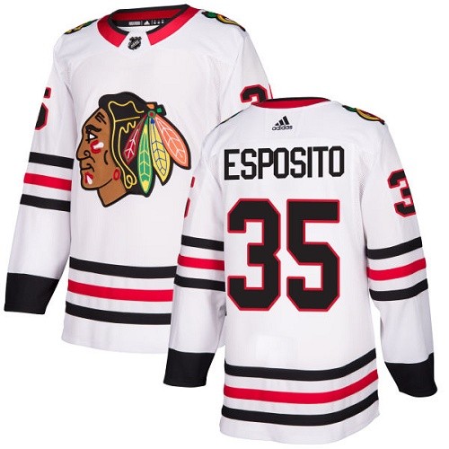 Adidas Chicago Blackhawks 35 Tony Esposito Authentic White Away Youth NHL Jersey