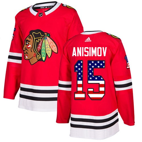 Adidas Chicago Blackhawks 15 Artem Anisimov Authentic Red USA Flag Fashion Youth NHL Jersey