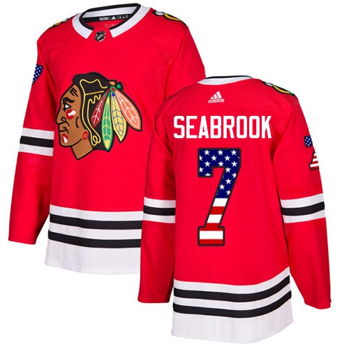 Adidas Chicago Blackhawks 7 Brent Seabrook Authentic Red USA Flag Fashion Youth NHL Jersey