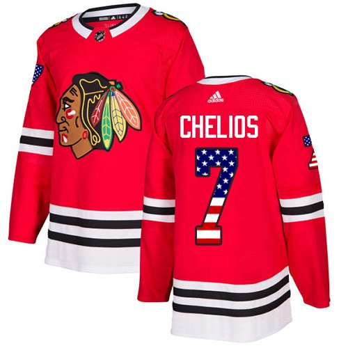 Adidas Chicago Blackhawks 7 Chris Chelios Authentic Red USA Flag Fashion Youth NHL Jersey