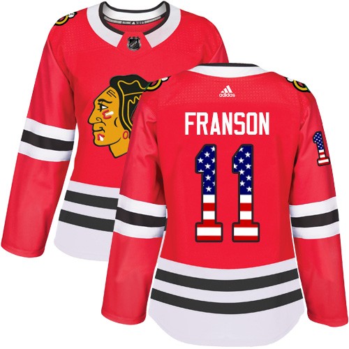 Adidas Chicago Blackhawks 11 Cody Franson Authentic Red USA Flag Fashion Women's NHL Jersey