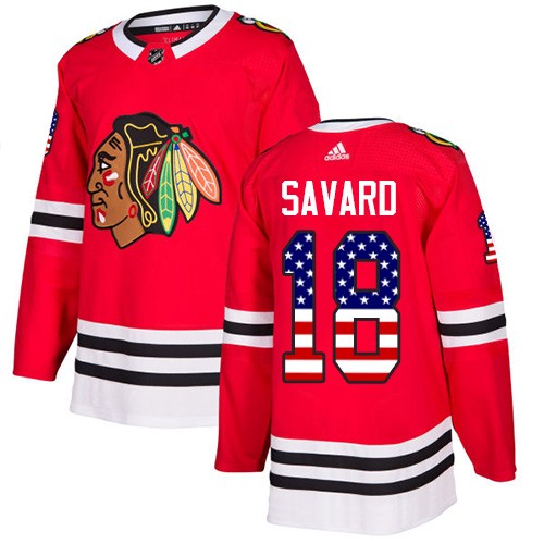 Adidas Chicago Blackhawks 18 Denis Savard Authentic Red USA Flag Fashion Youth NHL Jersey