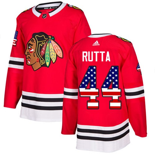 Adidas Chicago Blackhawks 44 Jan Rutta Authentic Red USA Flag Fashion Men's NHL Jersey