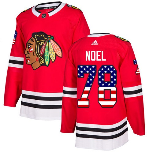 Adidas Chicago Blackhawks 78 Nathan Noel Authentic Red USA Flag Fashion Men's NHL Jersey